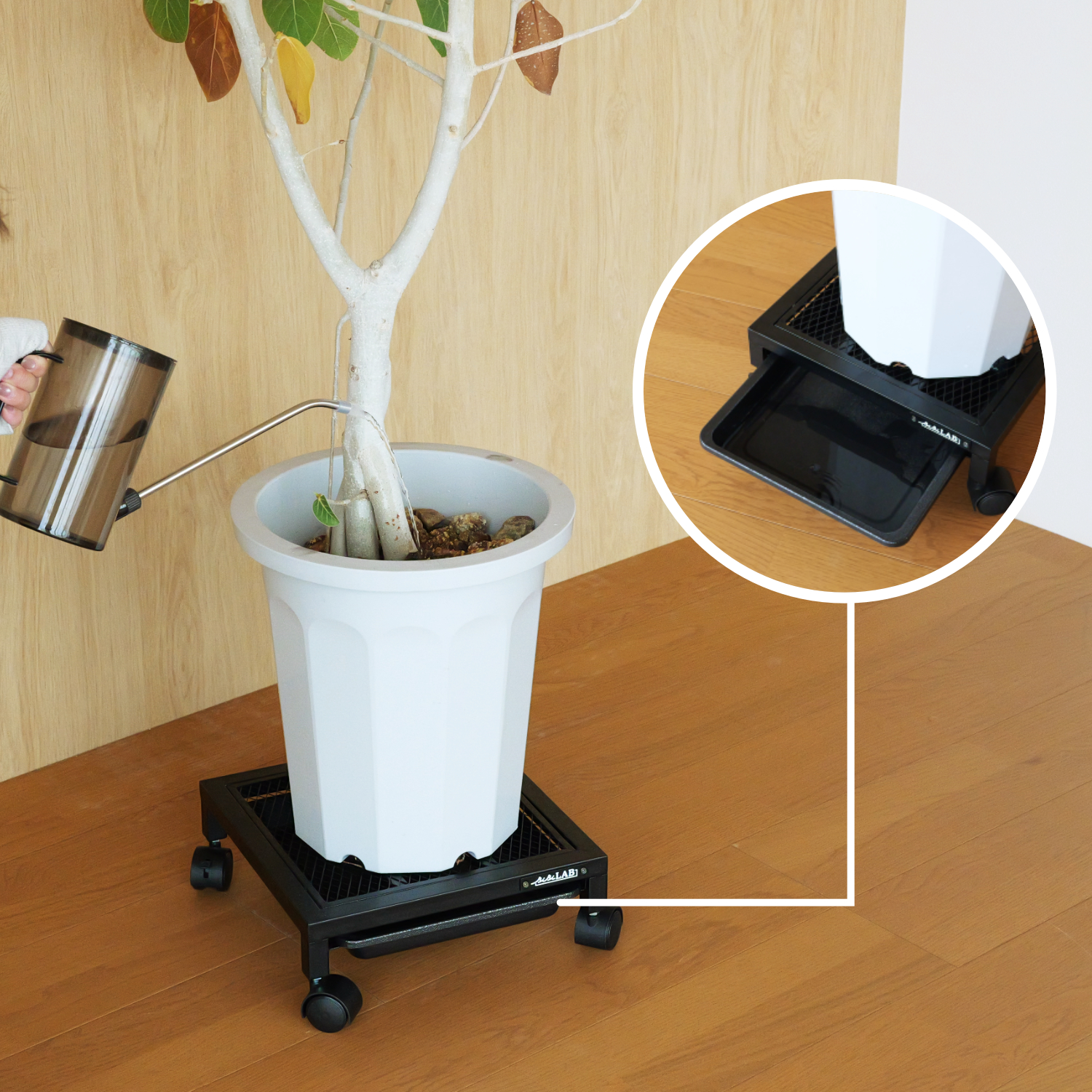 水受けトレー付きアイアンプランタースタンドの製品画像